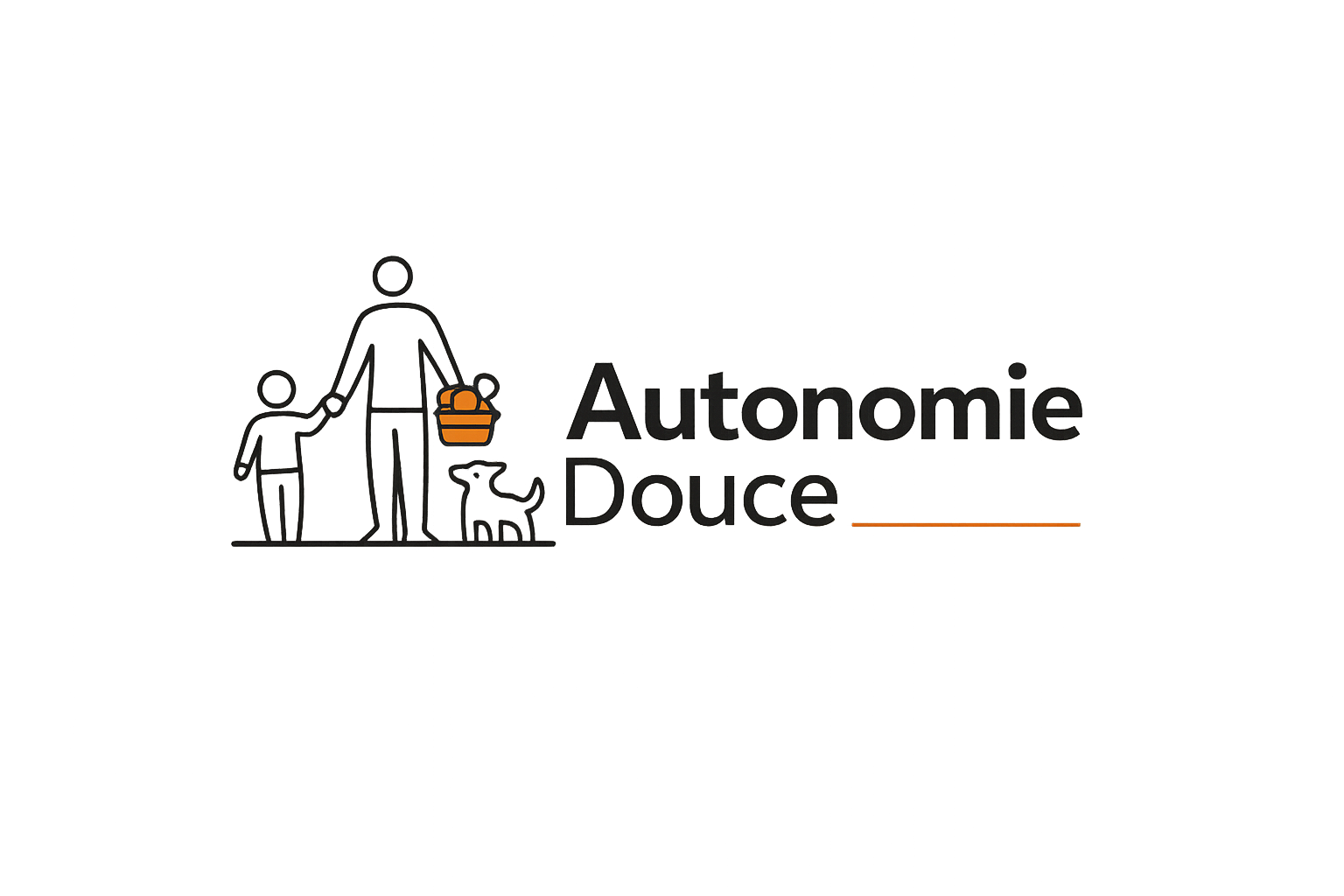 Autonomie douce, famille et chien en harmonie le père tient son enfant par la main